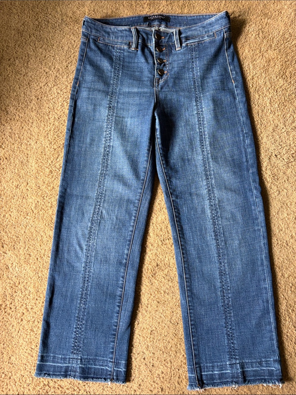 Liverpool Los Angeles Blue Wide-Leg Button-Fly Jeans